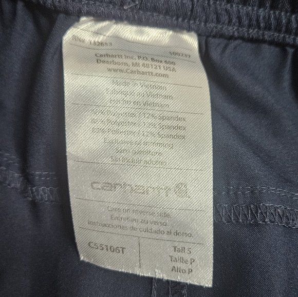 Carhartt Force C55106T Cargo Scrub Pants in Navy Blue, size Small Tall - Picture 6 of 6